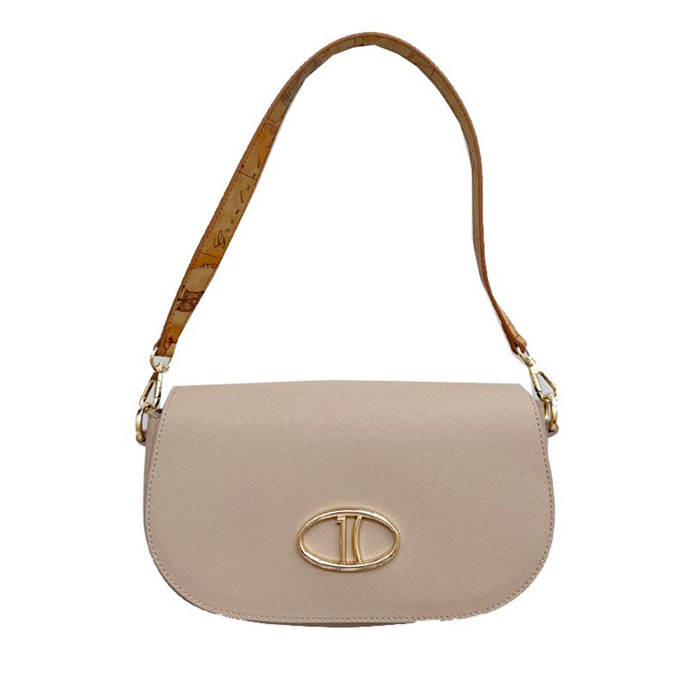 Alviero Martini 1A Classe Damen-Schultertasche, Lake Bag Linie, Greige LD59