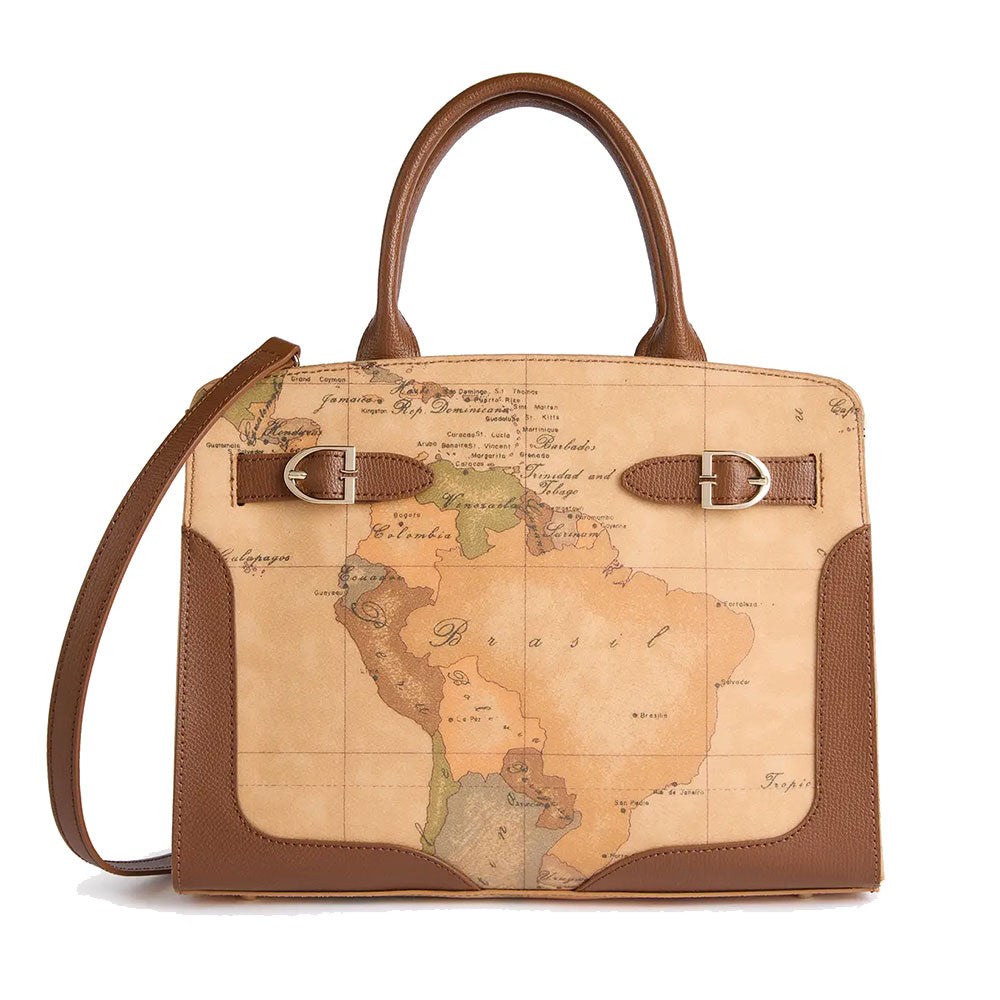 Borsa a Mano 1A Classe Alviero Martini linea Valley Geo colore Geo Classic e Castagna LD63