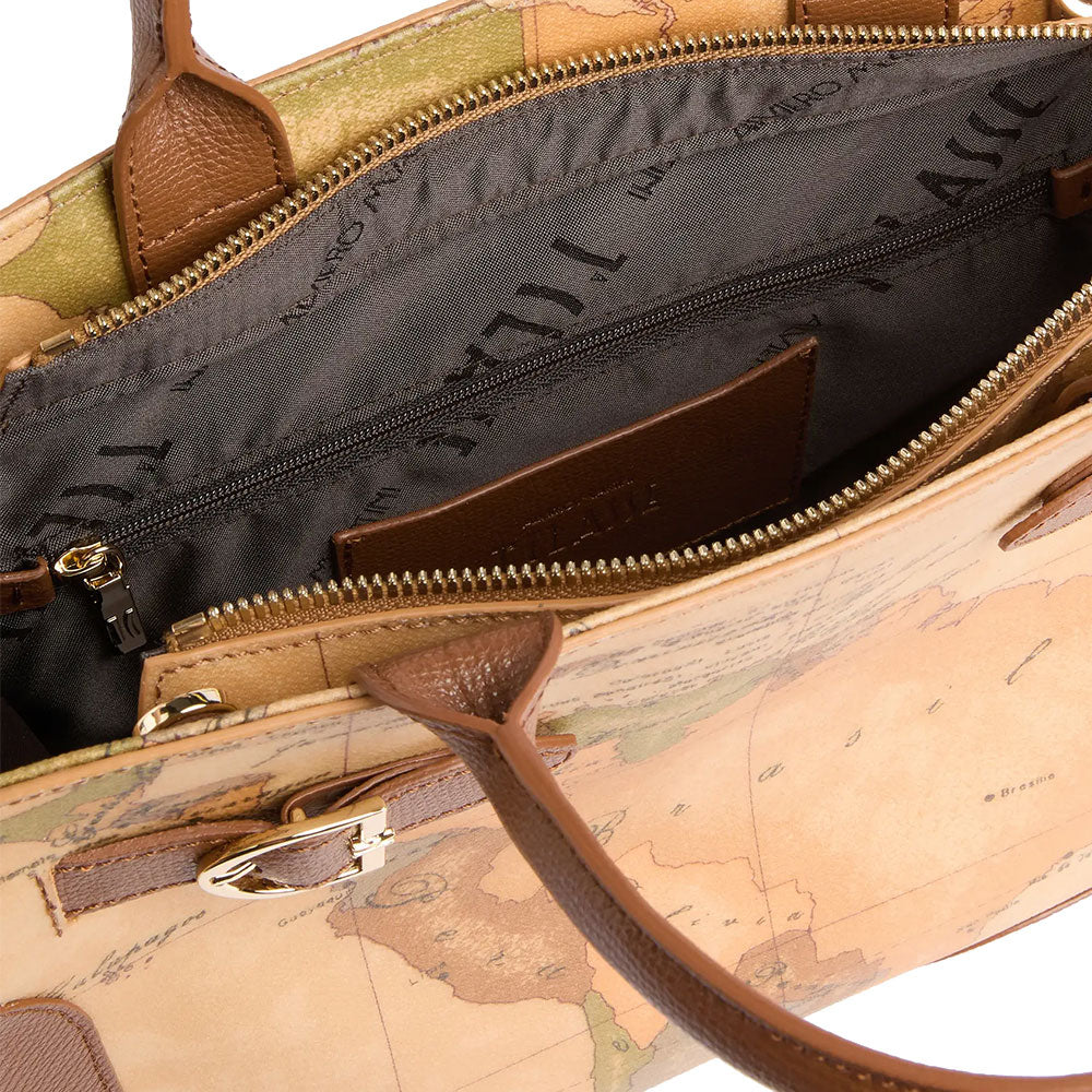 Borsa a Mano 1A Classe Alviero Martini linea Valley Geo colore Geo Classic e Castagna LD63