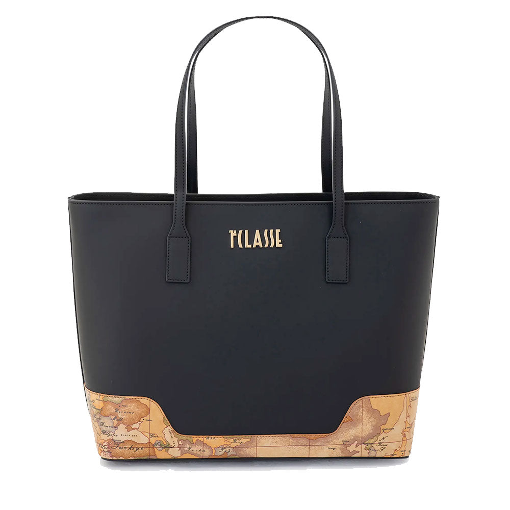 Shopping Bag Donna 1A Classe Alviero Martini linea Frost Geo in Tessuto Gommato Nero LD96