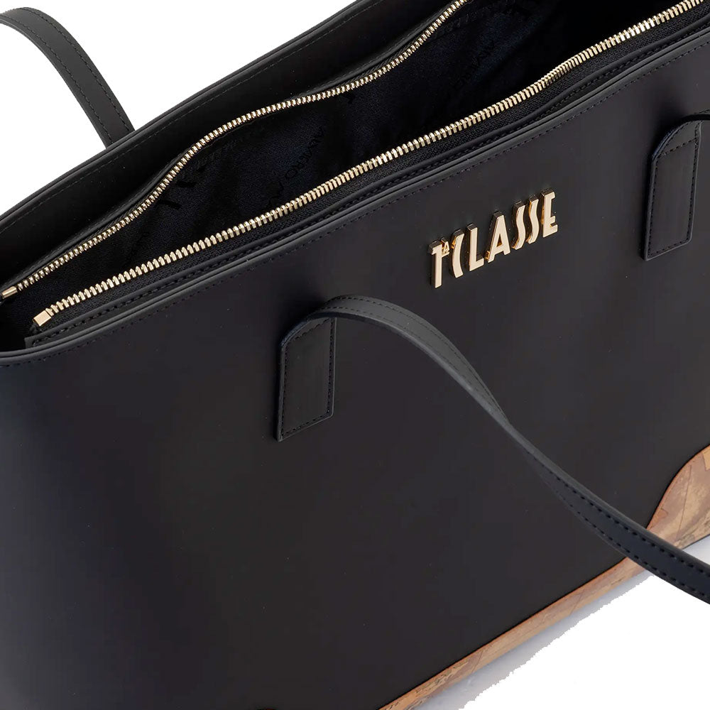 Shopping Bag Donna 1A Classe Alviero Martini linea Frost Geo in Tessuto Gommato Nero LD96