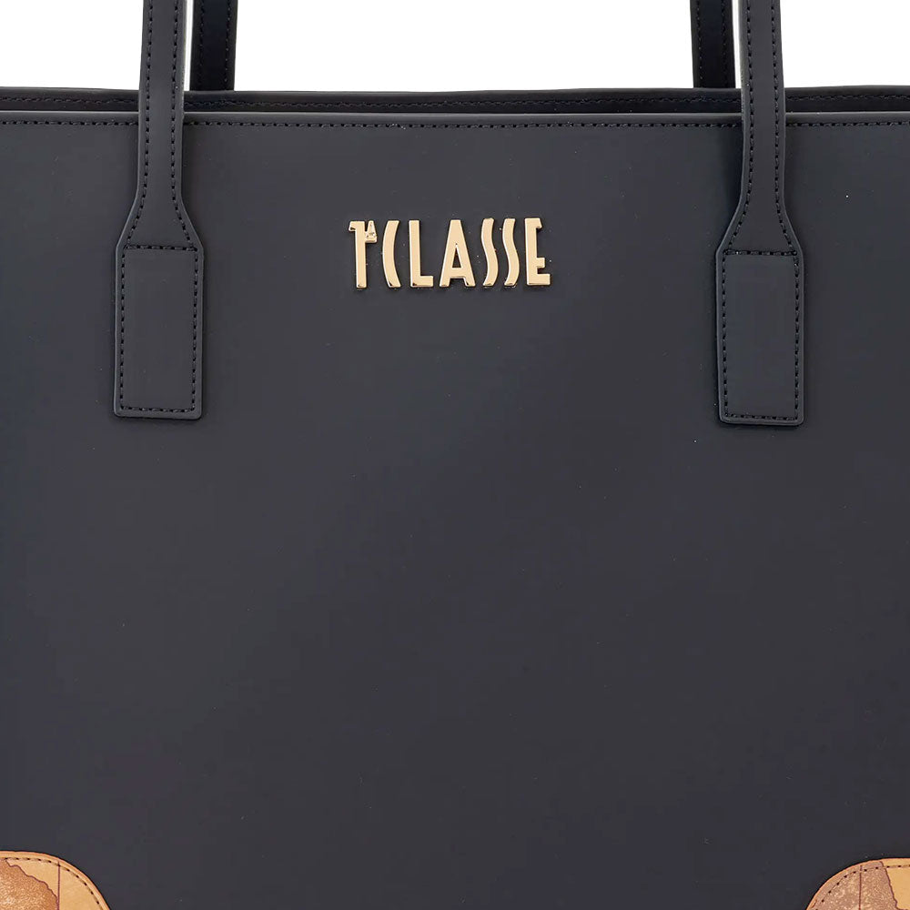 Shopping Bag Donna 1A Classe Alviero Martini linea Frost Geo in Tessuto Gommato Nero LD96