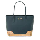 Shopping Bag Donna 1A Classe Alviero Martini linea Frost Geo in Tessuto Gommato Verde Scuro LD96