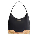 Hobo Bag Donna 1A Classe Alviero Martini linea Frost Geo in Tessuto Gommato Nero LD97