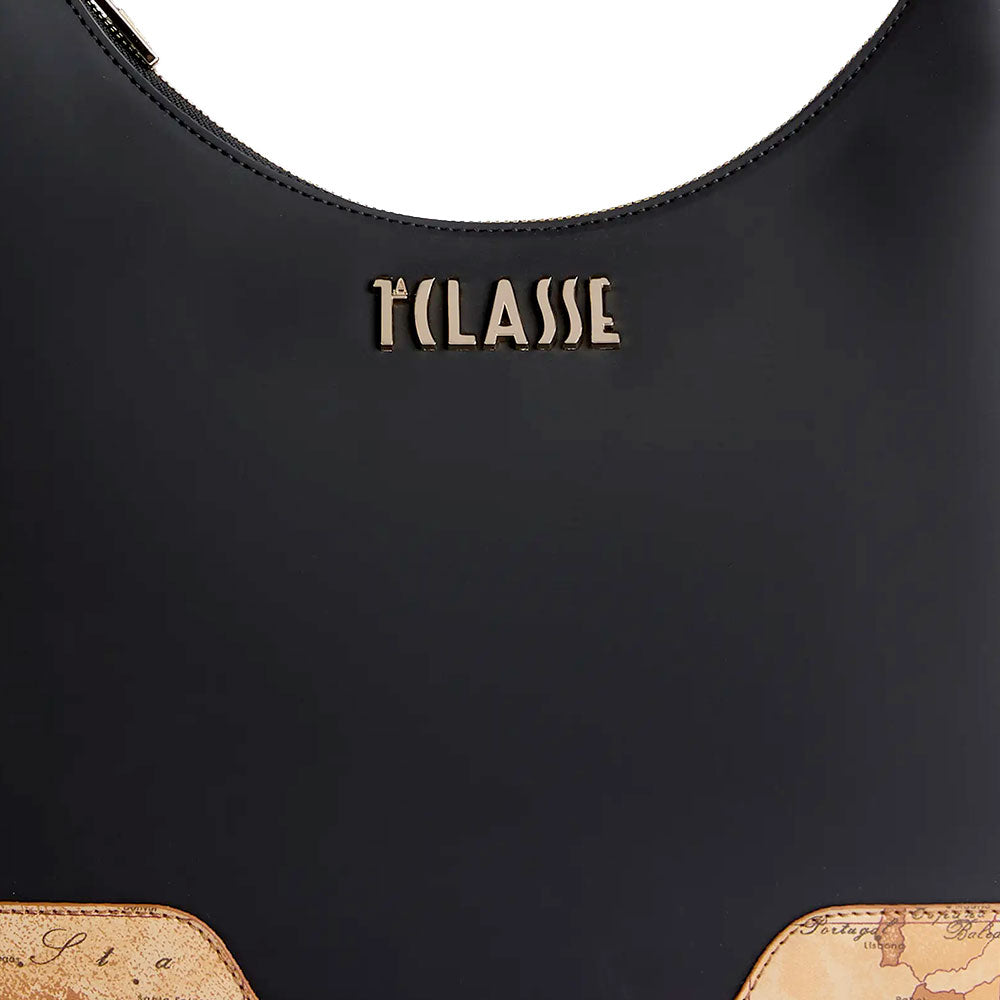 Hobo Bag Donna 1A Classe Alviero Martini linea Frost Geo in Tessuto Gommato Nero LD97