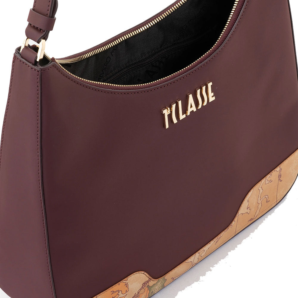 Hobo Bag Donna 1A Classe Alviero Martini linea Frost Geo in Tessuto Gommato Bordeaux LD97