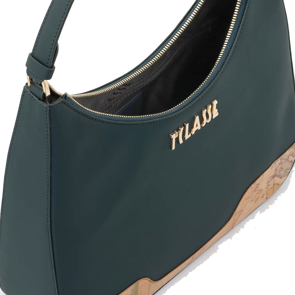 Hobo Bag Donna 1A Classe Alviero Martini linea Frost Geo in Tessuto Gommato Verde Scuro LD97