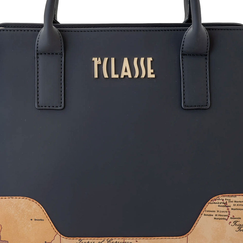 Borsa Donna a Mano 1A Classe Alviero Martini linea Frost Geo in Tessuto Gommato Nero LD98