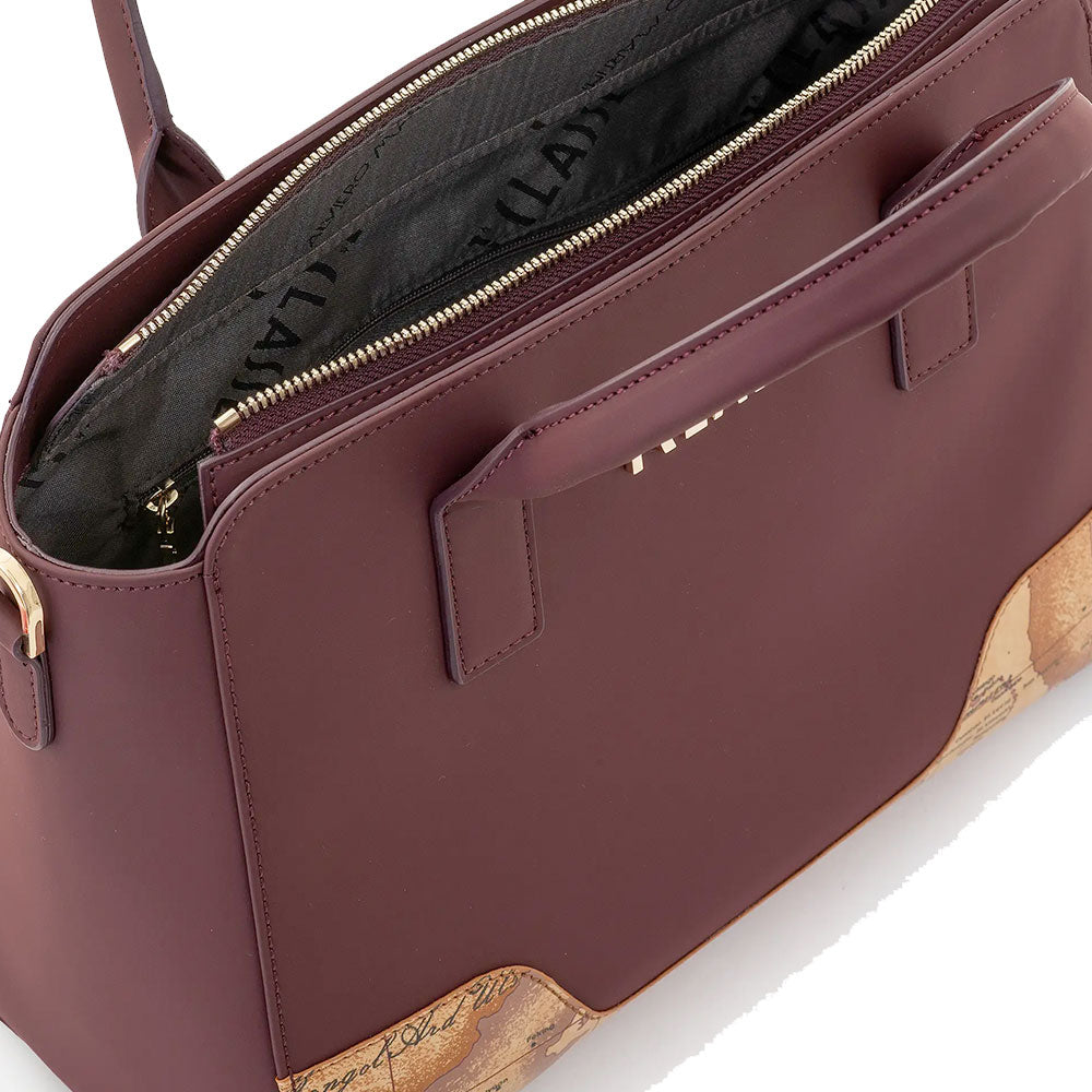 Borsa Donna a Mano 1A Classe Alviero Martini linea Frost Geo in Tessuto Gommato Bordeaux LD98