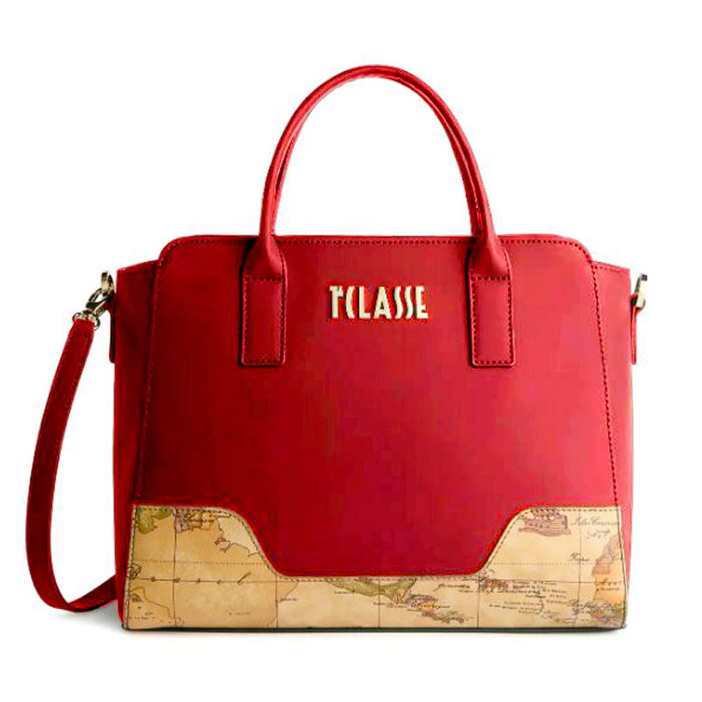 Borsa Donna a Mano 1A Classe Alviero Martini linea Frost Geo in Tessuto Gommato Rosso Scuro LD98