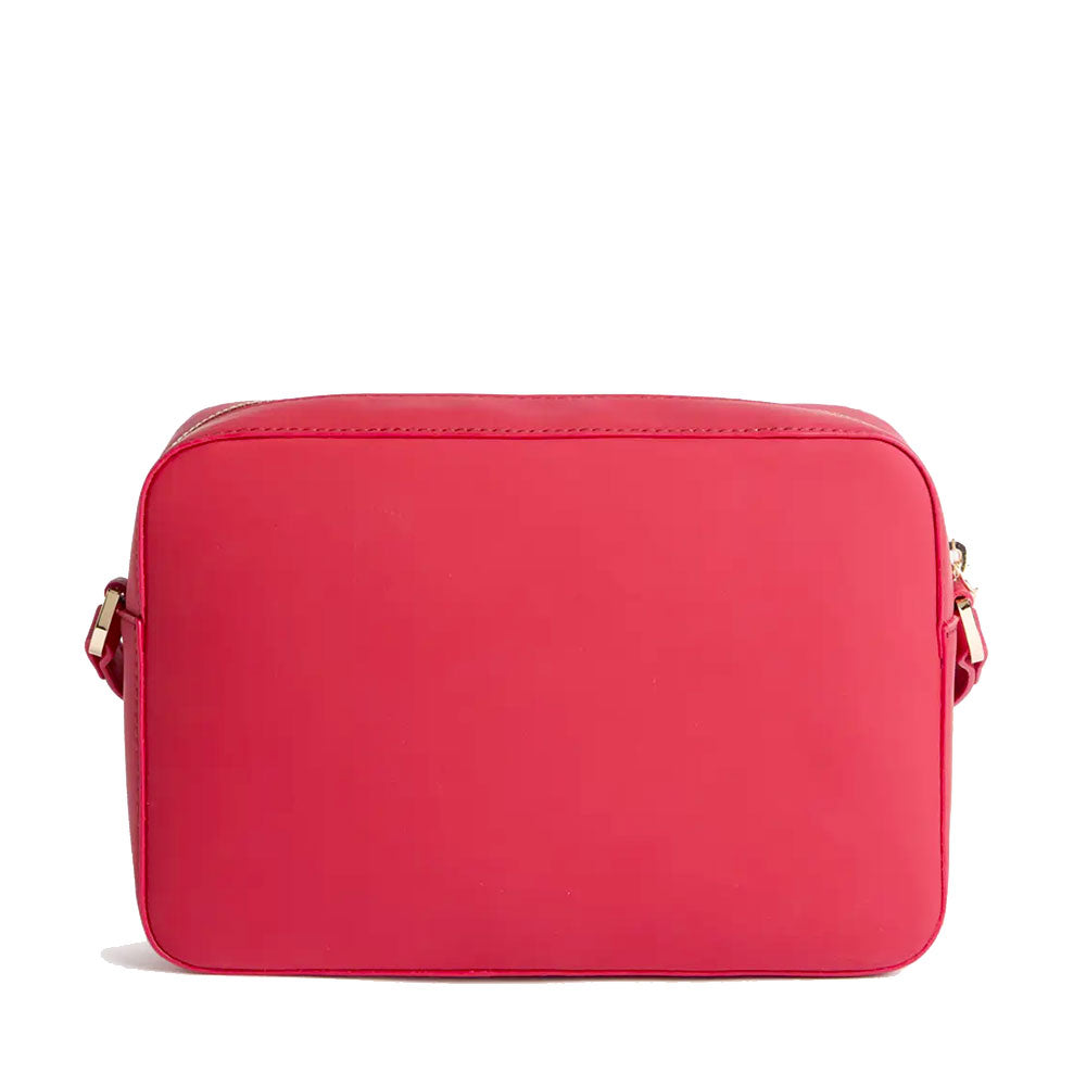 Alviero Martini 1A Classe Damen-Schultertasche, Frost Geo Line, aus dunkelrotem gummiertem Stoff LD99