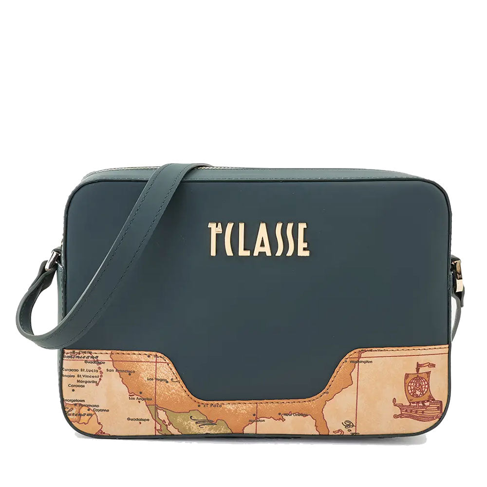 Borsa Donna a Tracolla 1A Classe Alviero Martini linea Frost Geo in Tessuto Gommato Verde Scuro LD99