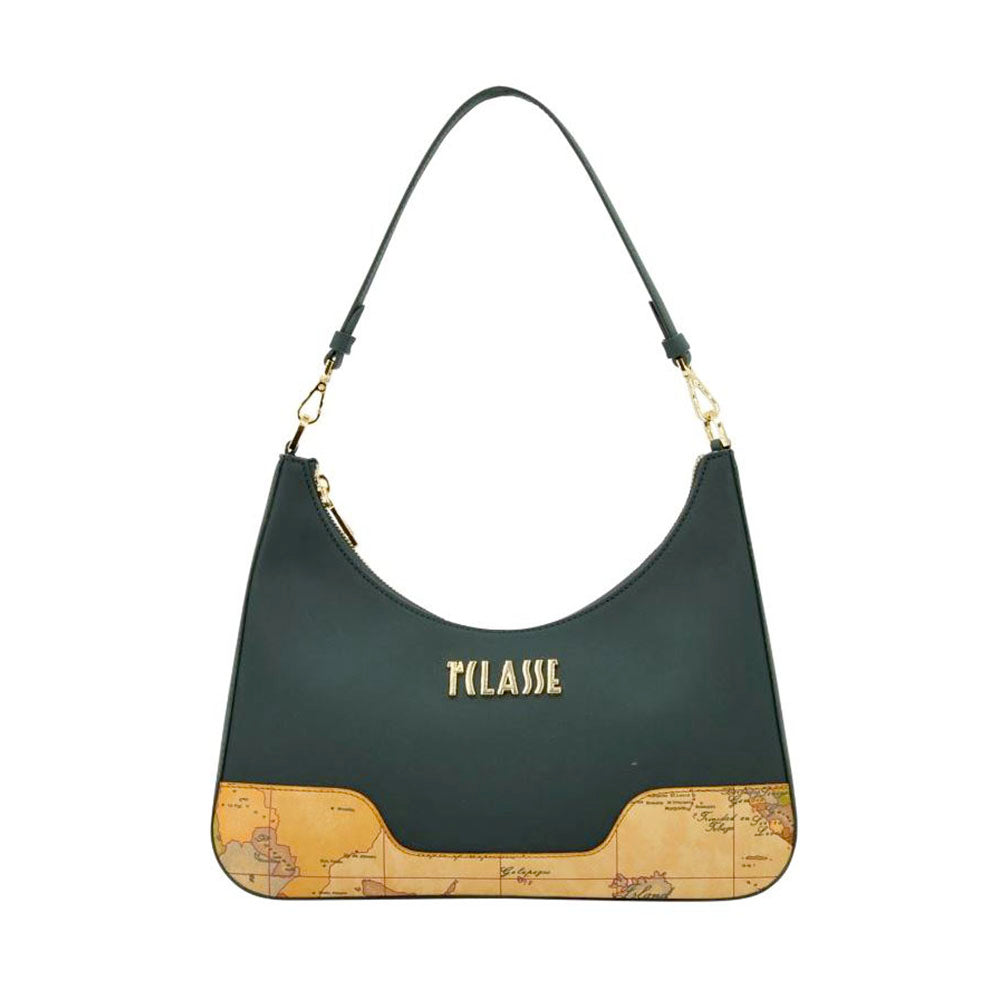 Borsa Donna Sottospalla 1A Classe Alviero Martini linea Frost Geo in Tessuto Gommato Verde Scuro LE01