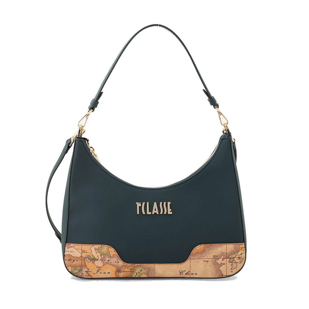 Borsa Donna Sottospalla 1A Classe Alviero Martini linea Frost Geo in Tessuto Gommato Verde Scuro LE01