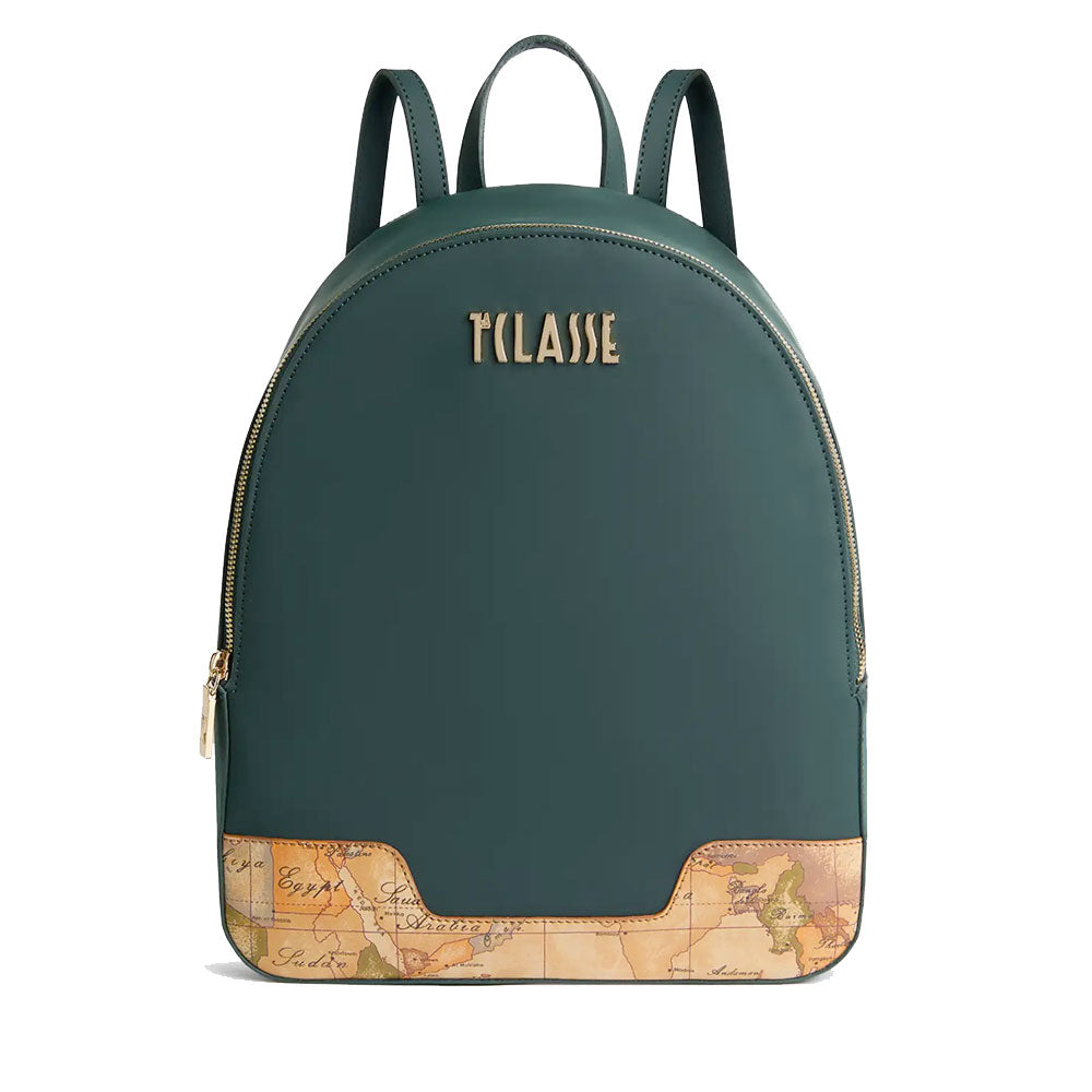 Zaino Donna 1A Classe Alviero Martini linea Frost Geo in Tessuto Gommato Verde Scuro LE02