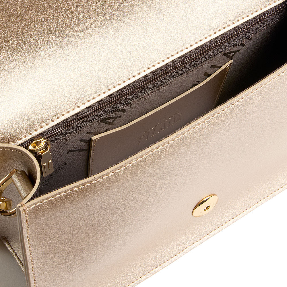 Borsa Donna a Tracolla con Patta 1A Classe Alviero Martini linea Winter Lux in Pelle Oro Chiaro LE04