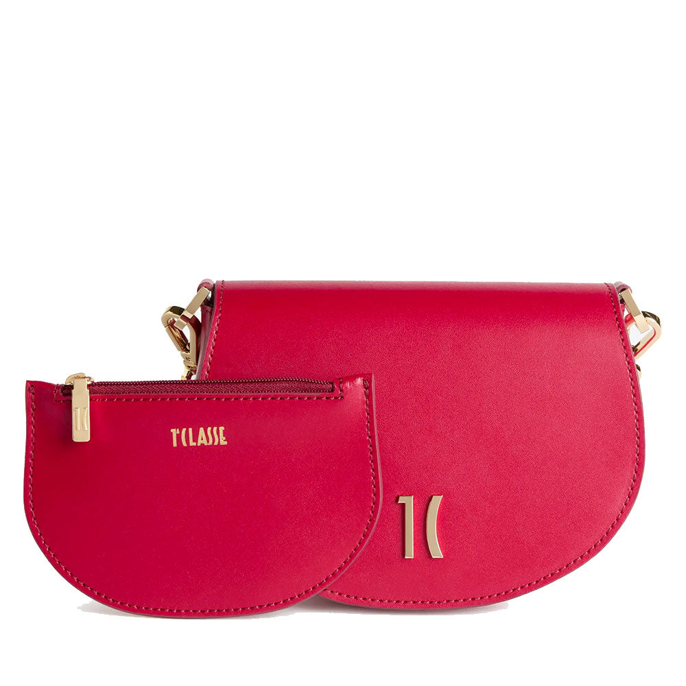 Borsa Donna Tonda a Tracolla 1A Classe Alviero Martini linea Winter Lux in Pelle Rosso Lampone LE06