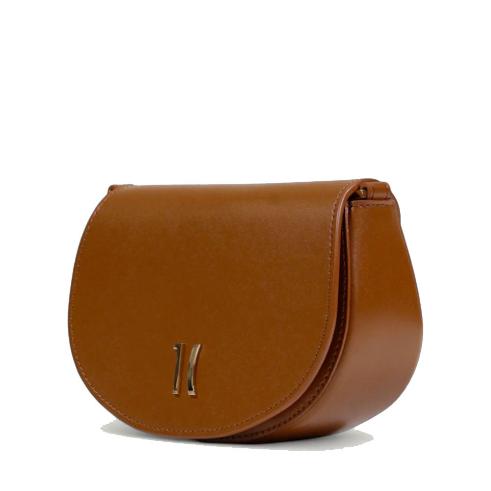 Women's Round Crossbody Bag 1A Classe ALVIERO MARTINI Winter Lux in Chestnut Leather LE06