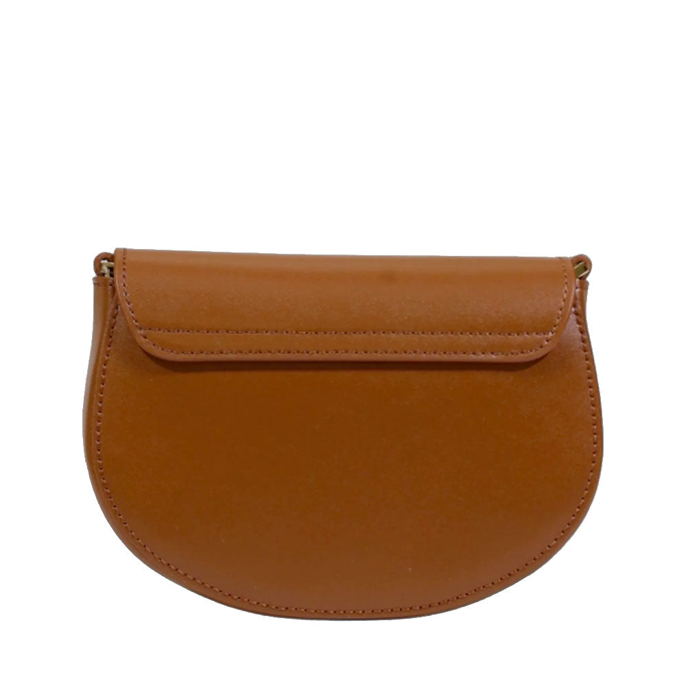 Women's Round Crossbody Bag 1A Classe ALVIERO MARTINI Winter Lux in Chestnut Leather LE06