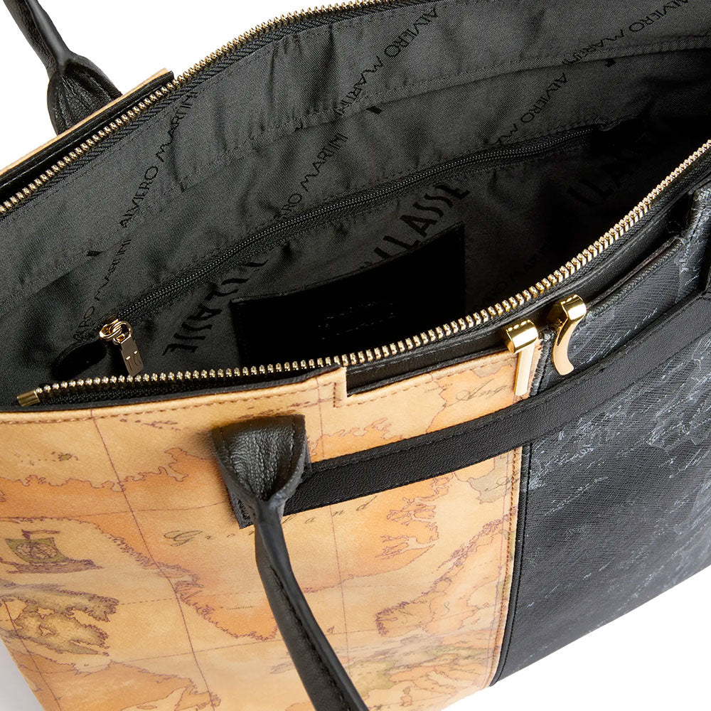 Shopping Bag Verticale 1A Classe Alviero Martini linea Eclipse Geo stampa Geo Night e Geo Classic LE23