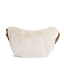 Alviero Martini 1A Classe Cozy Fur Half Moon Schultertasche aus hellbeigem Öko-Fell, LE30