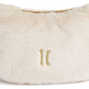 Alviero Martini 1A Classe Cozy Fur Half Moon Schultertasche aus hellbeigem Öko-Fell, LE30