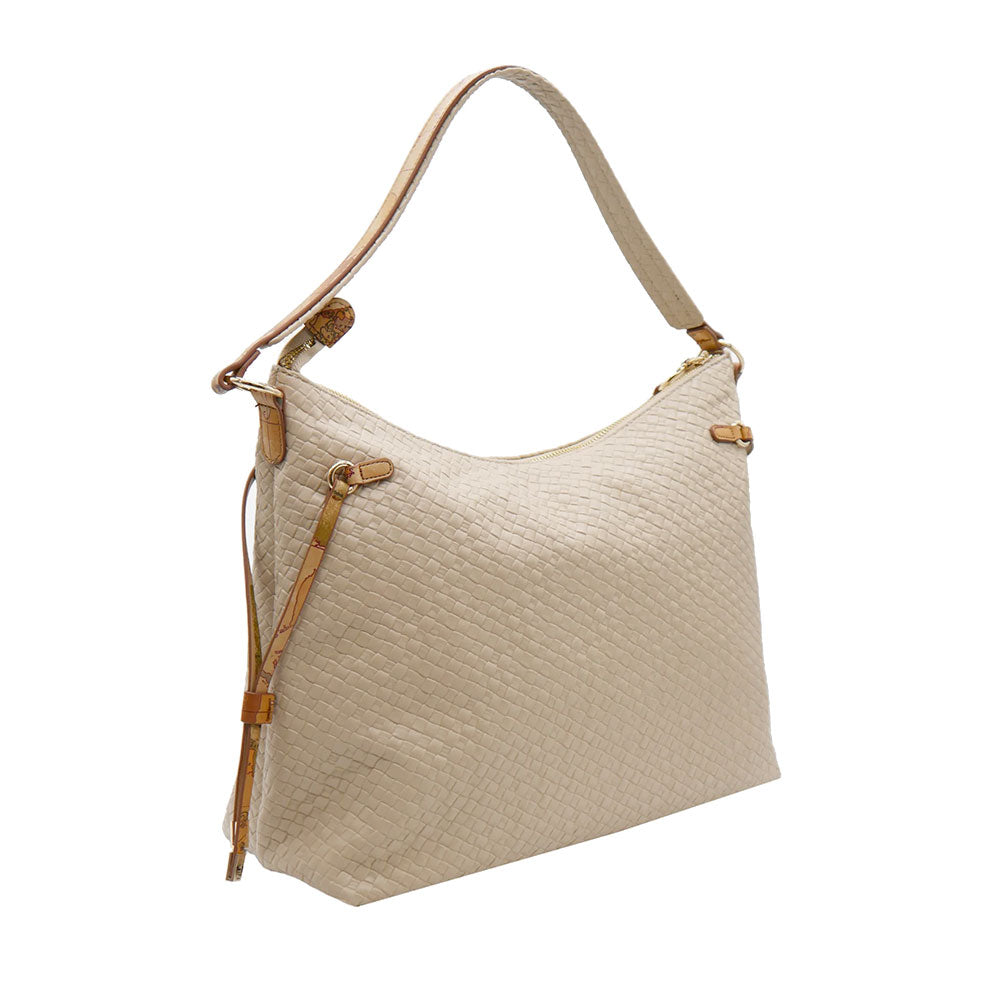 Borsa Donna Hobo 1A Classe Alviero Martini linea Golden Dune effetto Intrecciato Sabbia LE41