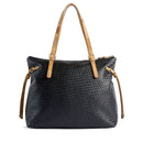 Shopping Bag Donna 1A Classe Alviero Martini linea Golden Dune effetto Intrecciato Nera LE42