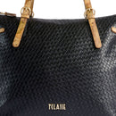 Shopping Bag Donna 1A Classe Alviero Martini linea Golden Dune effetto Intrecciato Nera LE42