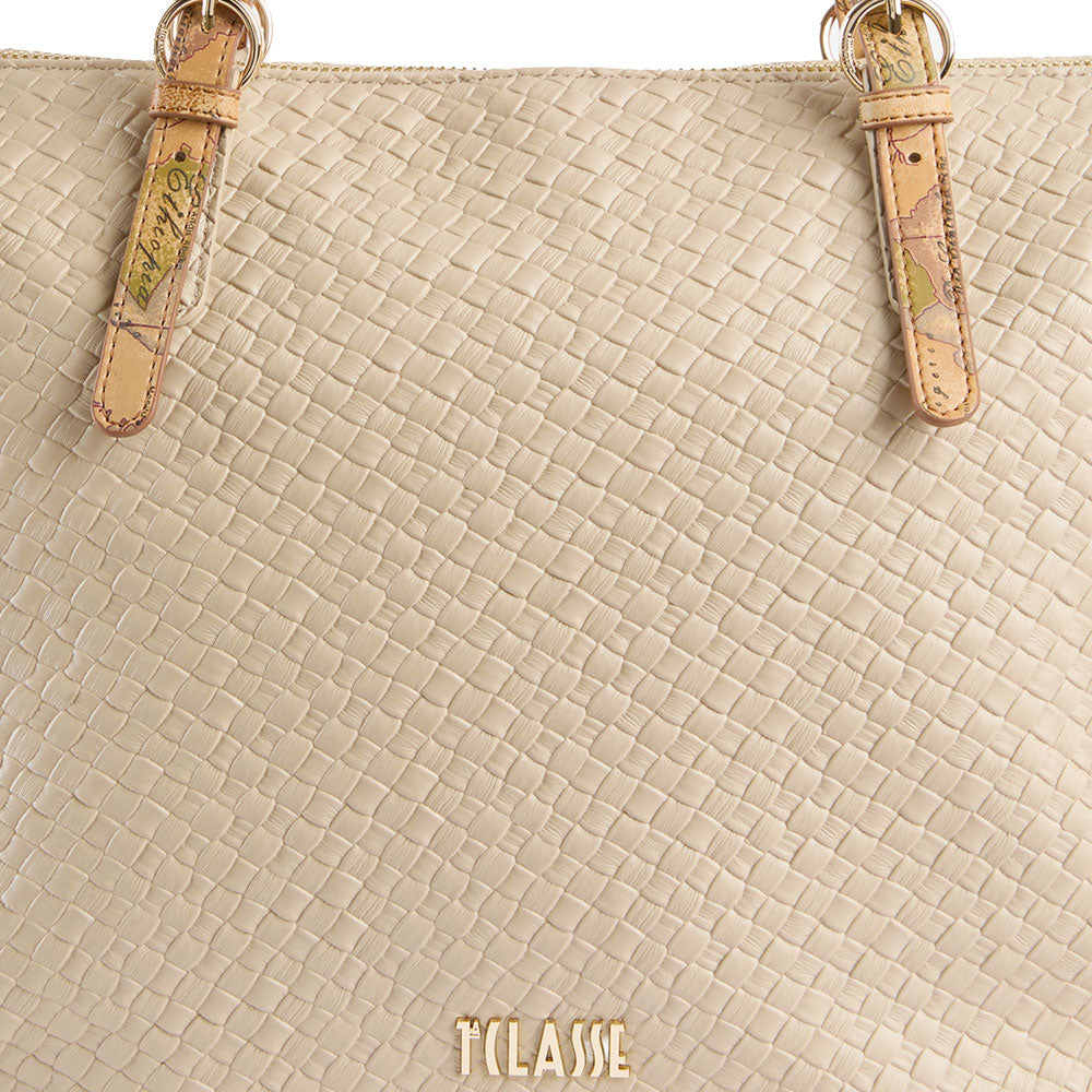 Shopping Bag Donna 1A Classe Alviero Martini linea Golden Dune effetto Intrecciato Sabbia LE42