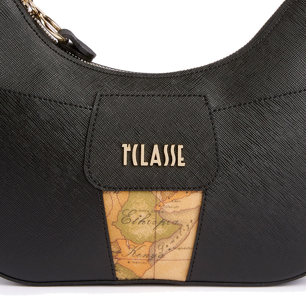 Borsa Donna Mezzaluna Piccola a Tracolla 1A Classe Alviero Martini linea Bloom City Nero LE50