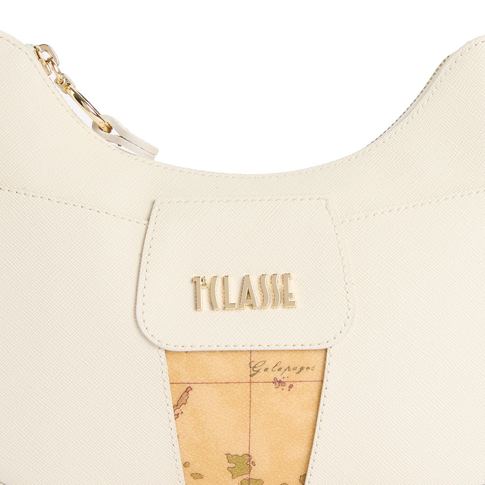 Borsa Donna Mezzaluna Piccola a Tracolla 1A Classe Alviero Martini linea Bloom City Avorio LE50