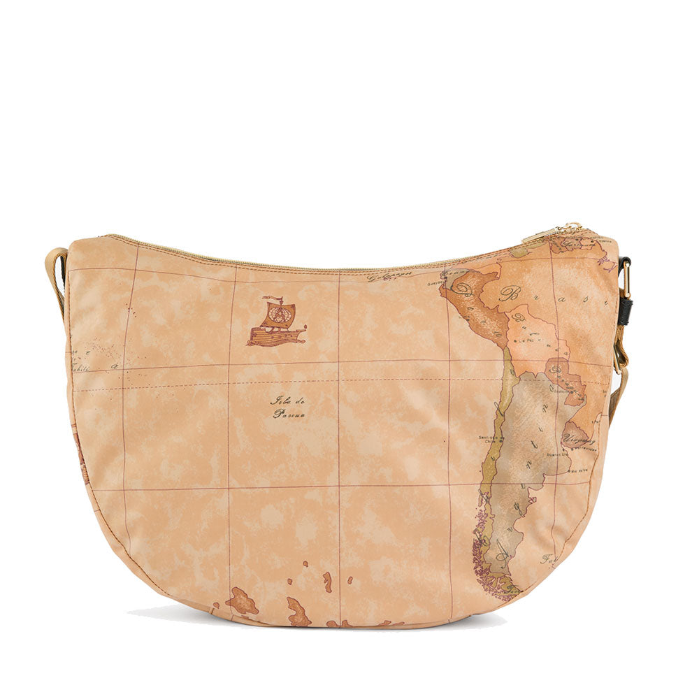 Borsa Donna Mezzaluna Grande 1A Classe Alviero Martini linea Soft Petals in Tessuto Soft Geo Classic e Nero LE54