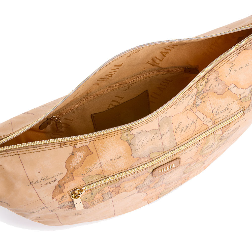 Borsa Donna Mezzaluna Grande 1A Classe Alviero Martini linea Soft Petals in Tessuto Soft Geo Classic e Cuoio LE54