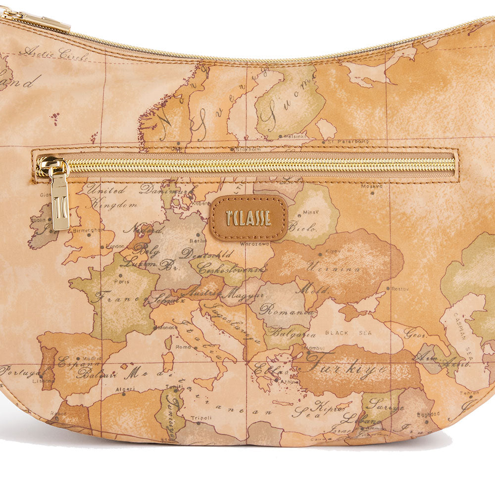 Borsa Donna Mezzaluna Media 1A Classe Alviero Martini linea Soft Petals in Tessuto Soft Geo Classic e Cuoio LE55