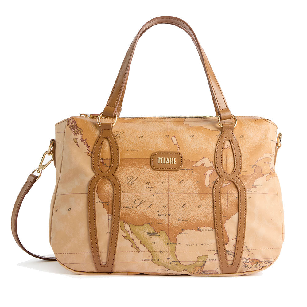Borsa Donna a Mano 1A Classe Alviero Martini linea Soft Petals in Tessuto Soft Geo Classic e Cuoio LE57
