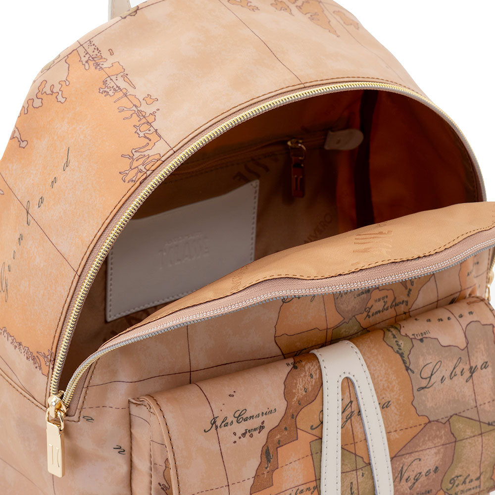 Zaino Donna 1A Classe Alviero Martini linea Soft Petals in Tessuto Soft Geo Classic e Avorio LE59