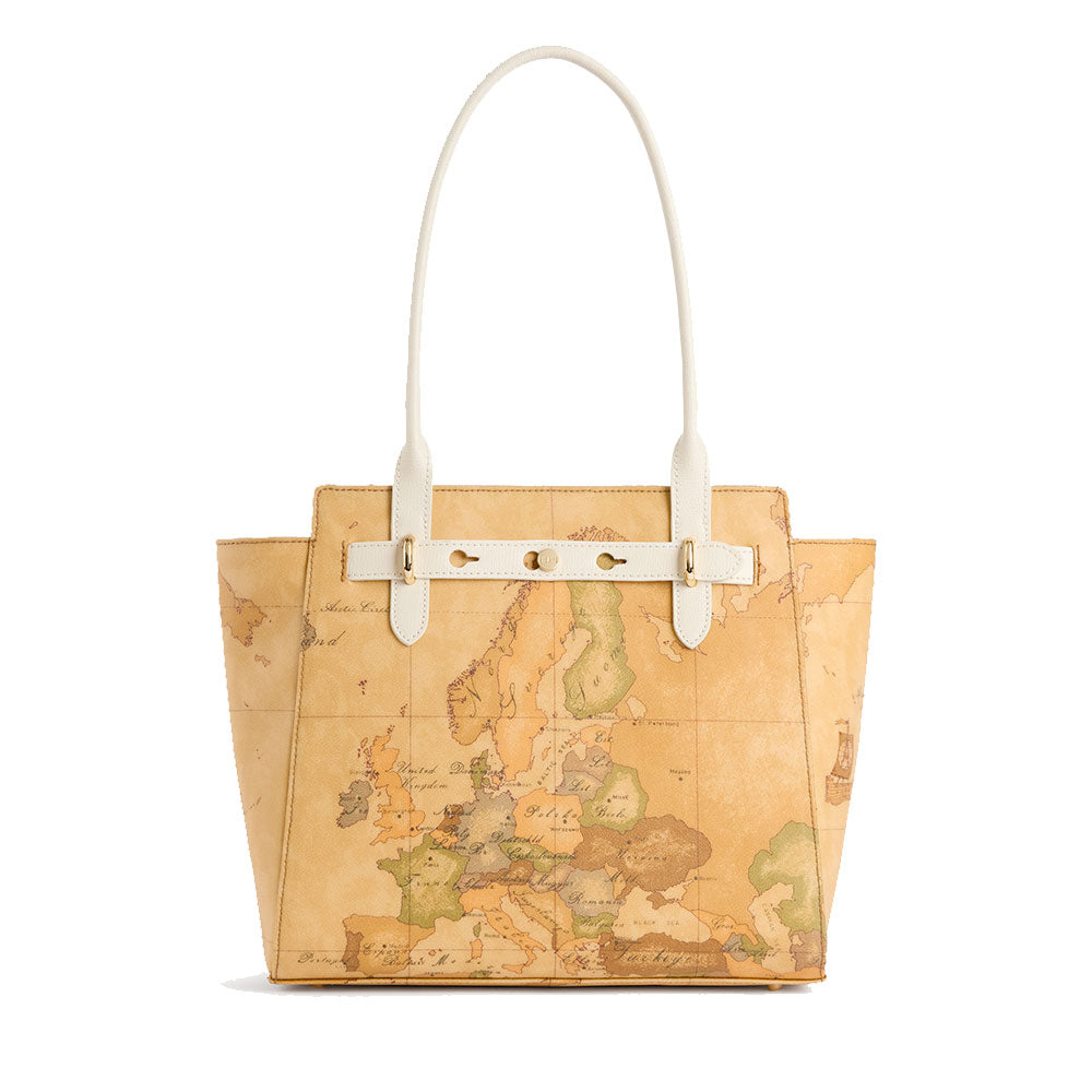 Shopping Bag Donna 1A Classe Alviero Martini linea Escape Geo stampa Geo Classic e Avorio LE60