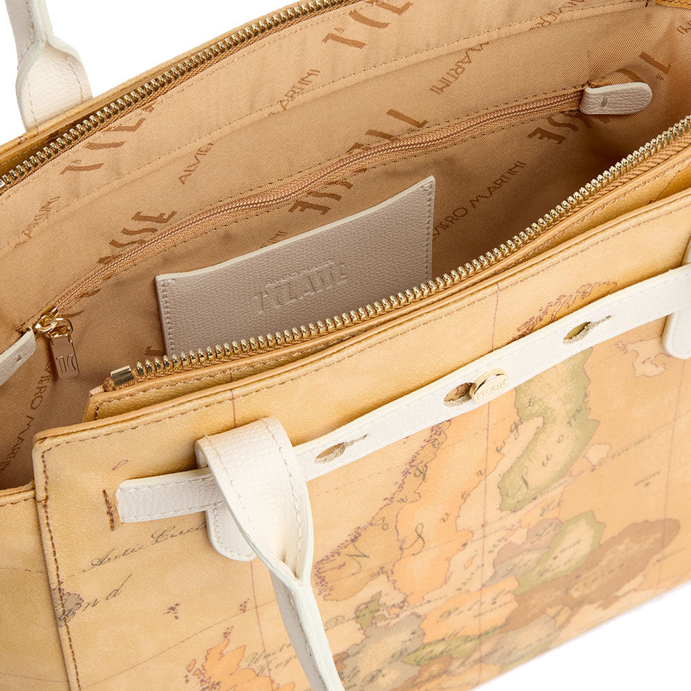 Shopping Bag Donna 1A Classe Alviero Martini linea Escape Geo stampa Geo Classic e Avorio LE60