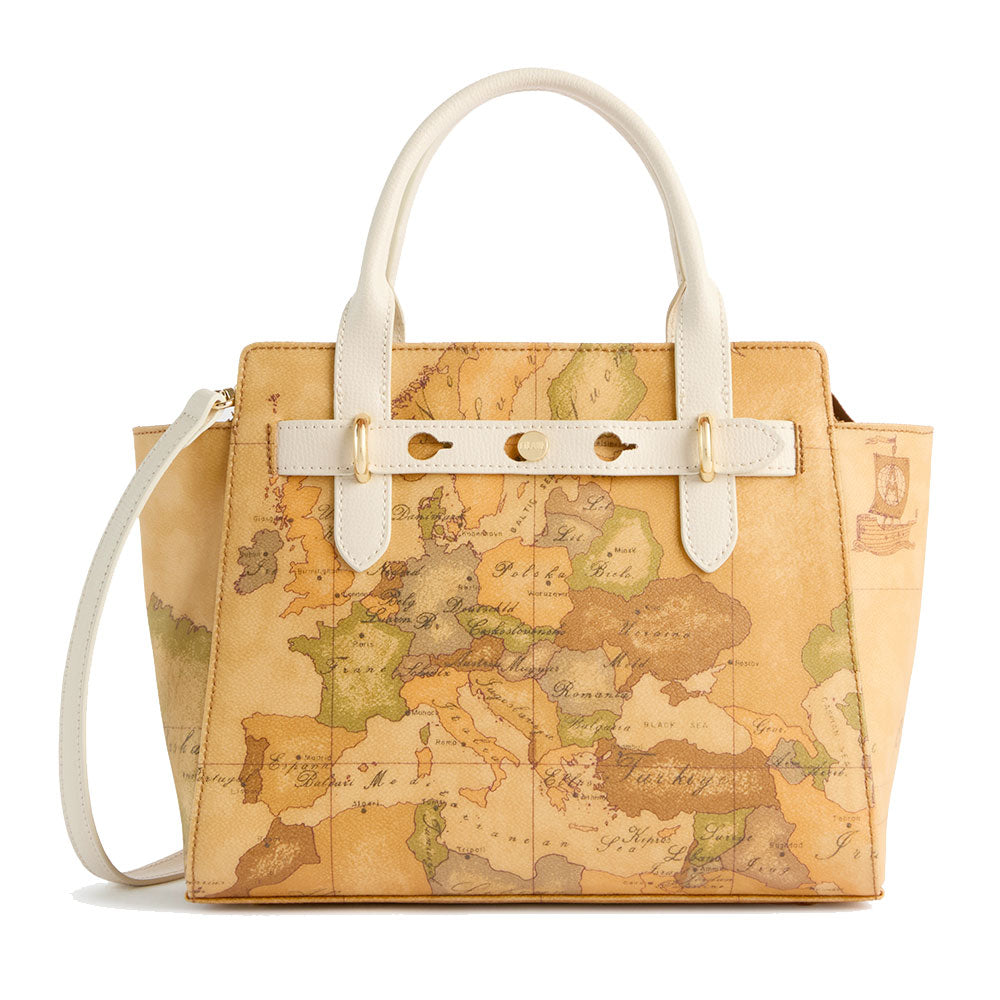 Borsa Donna a Mano 1A Classe Alviero Martini linea Escape Geo stampa Geo Classic e Avorio LE61