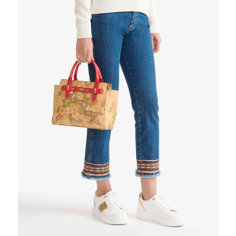 Borsa Donna a Mano 1A Classe Alviero Martini linea Escape Geo stampa Geo Classic e Avorio LE61