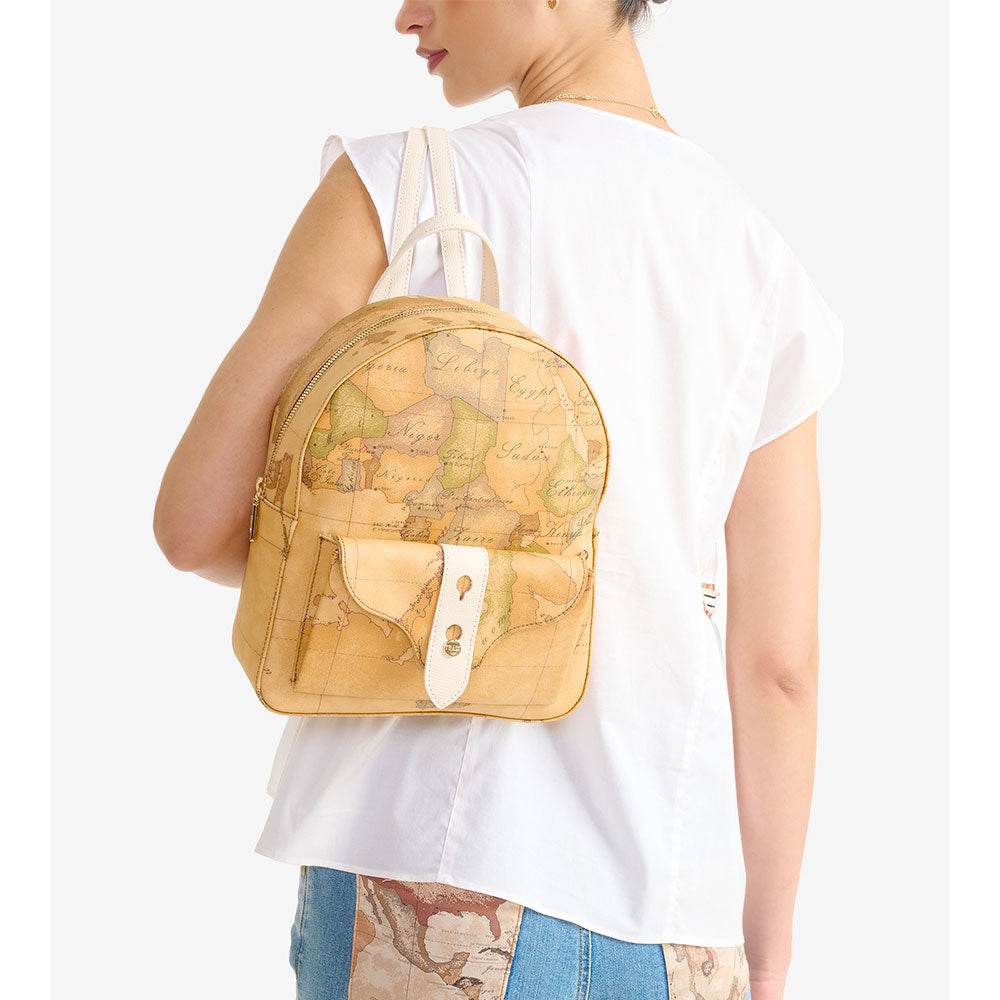 Zaino Donna 1A Classe Alviero Martini linea Escape Geo stampa Geo Classic e Avorio LE64