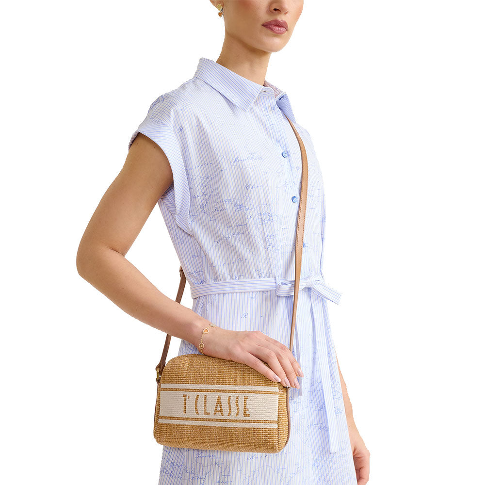 Borsa a Tracolla 1A Classe Alviero Martini linea Rafia Coast color Cuoio LE92