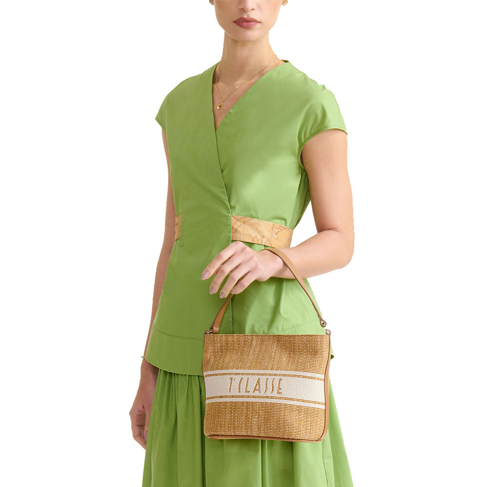 Borsa Secchiello 1A Classe Alviero Martini linea Rafia Coast color Cuoio LE93