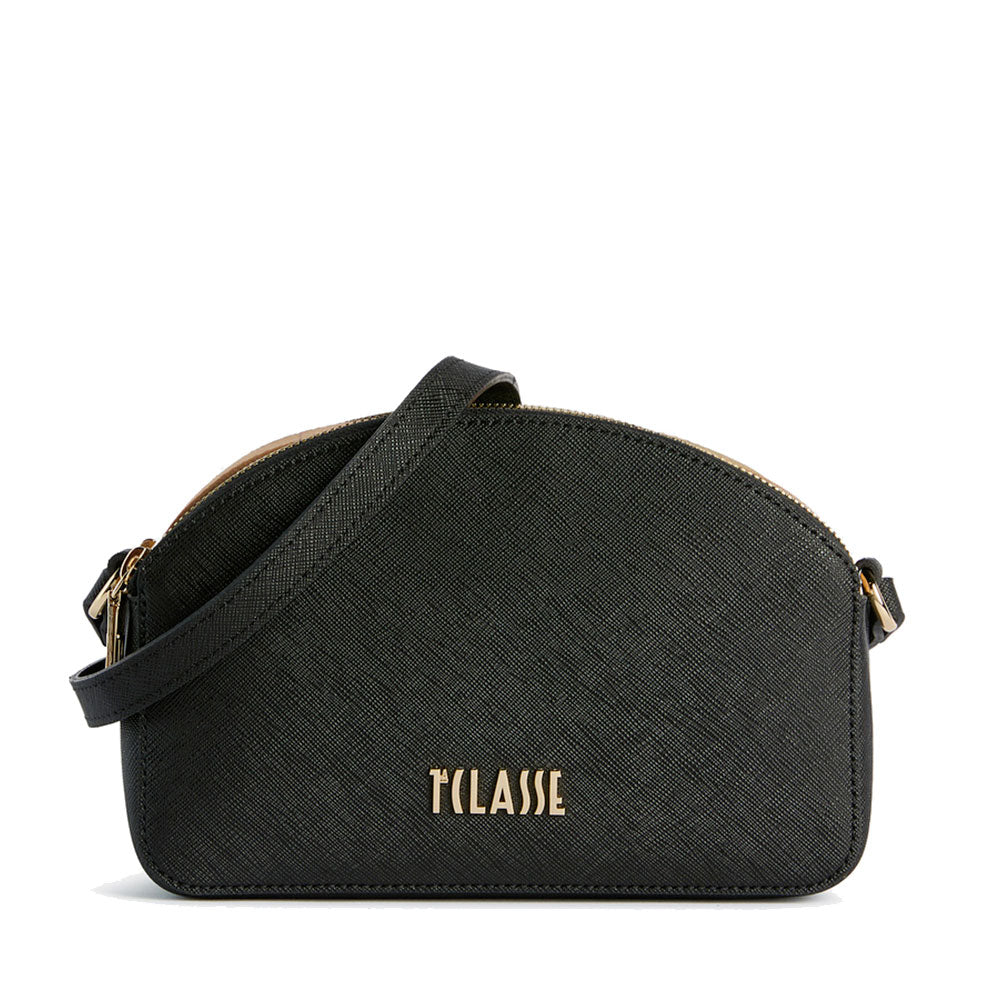 Borsa Doppia Zip a Tracolla 1A Classe Alviero Martini linea Aura Bag stampa Saffiano Nera LF04