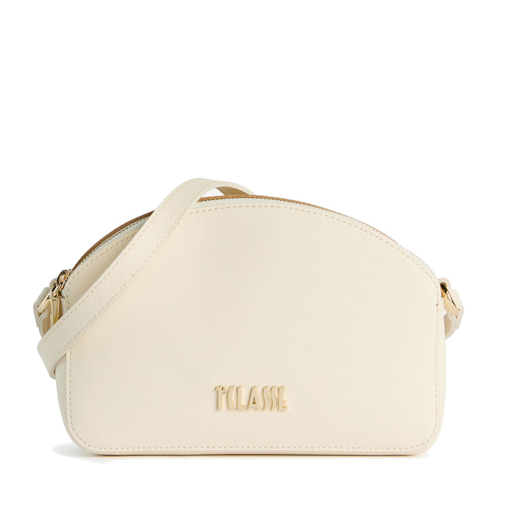 Borsa Doppia Zip a Tracolla 1A Classe Alviero Martini linea Aura Bag stampa Saffiano Avorio LF04