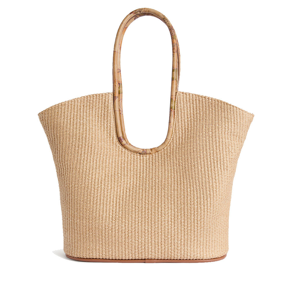 Shopping Bag 1A Classe Alviero Martini linea Sunny Rafia in Rafia Intrecciata Naturale LF45