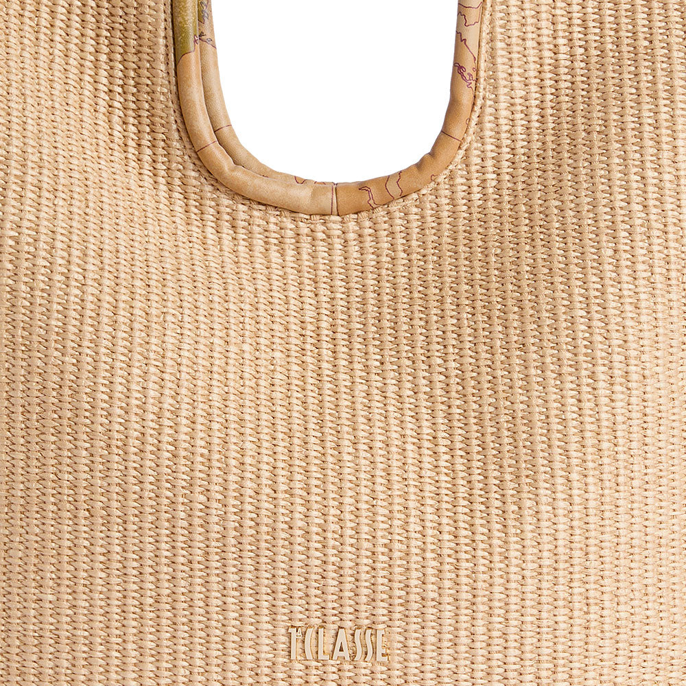 Shopping Bag 1A Classe Alviero Martini linea Sunny Rafia in Rafia Intrecciata Naturale LF45