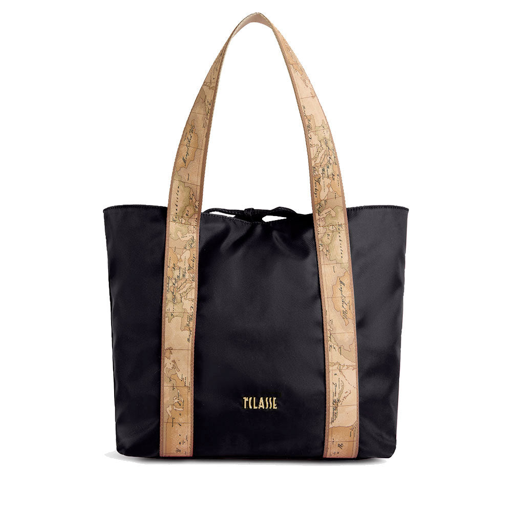 Shopping Bag Reversibile 1A Classe Alviero Martini linea Dual Bag in Tessuto Nero e Geo Classic LF57