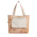 Shopping Bag Reversibile 1A Classe Alviero Martini linea Dual Bag in Tessuto Beige e Geo Classic LF57